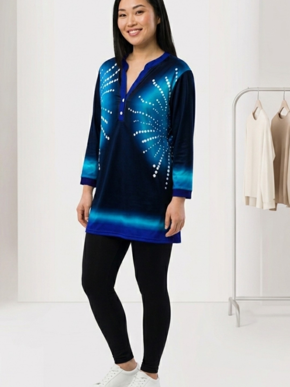 Stunning Royal Blue 3D Print Tunic US -L,XL